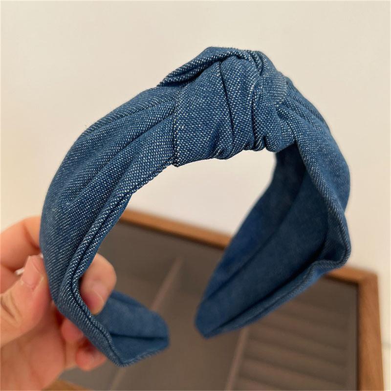 

Модная женская джинсовая повязка на голову с узлом посередине для дам, для вечеринки, шопинга, обручи для волос, аксессуары