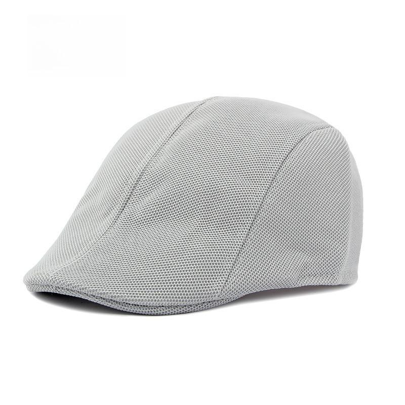 Men Breathable Mesh Flat Cap Summer Sunshade Ivy Cap Lightweight Duckbill Hat Retro Plain Forward Cap for Middle-Aged