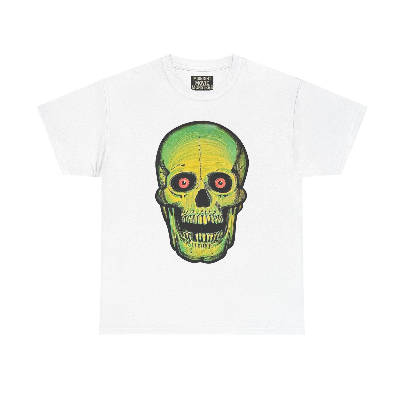 Green Skull Halloween Die-cut T-Shirt Unisex Heavy Cotton Tee Shirt Beistle S