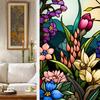 Colorful Retro Flower & Bird PVC Static Cling Removable Window Film