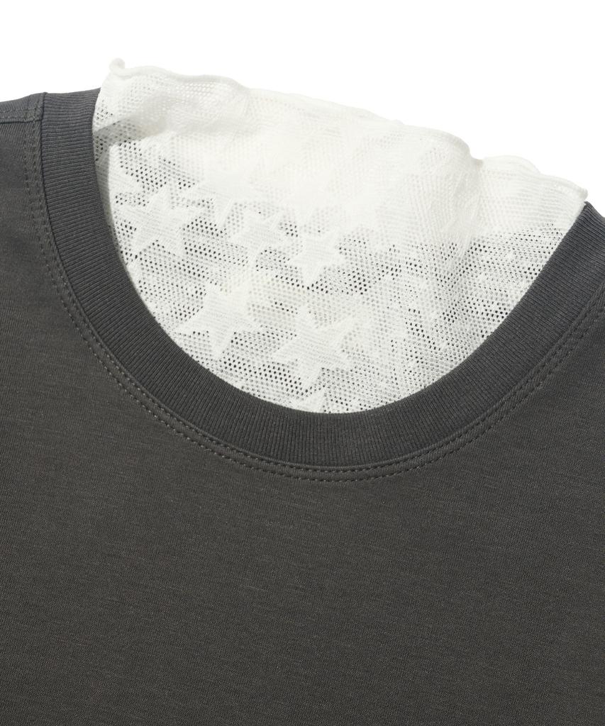 CARGOBROS FOR WOMAN Star See-Through Long Sleeve Layered Short Sleeve Tee Set (Ivory/Charcoal)