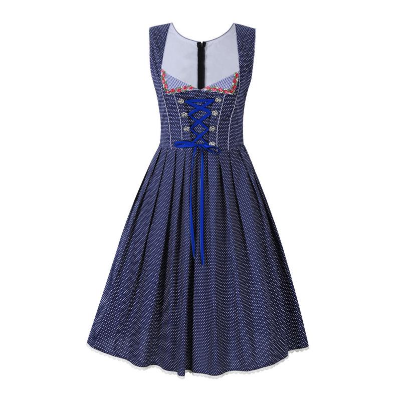 Robe Dirndl Bavière 3 Pièces Pour Femme - Oktoberfest Costume Traditionnel Avec Blouse Et Tablier