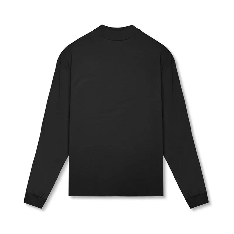 

Muscleguys Men s Oversized Long Sleeve Running T-Shirts Loose Turtleneck Dropped Shoulder Sports Fitness T Shirt Gym Bodybuilding Tops Tees M чёрный