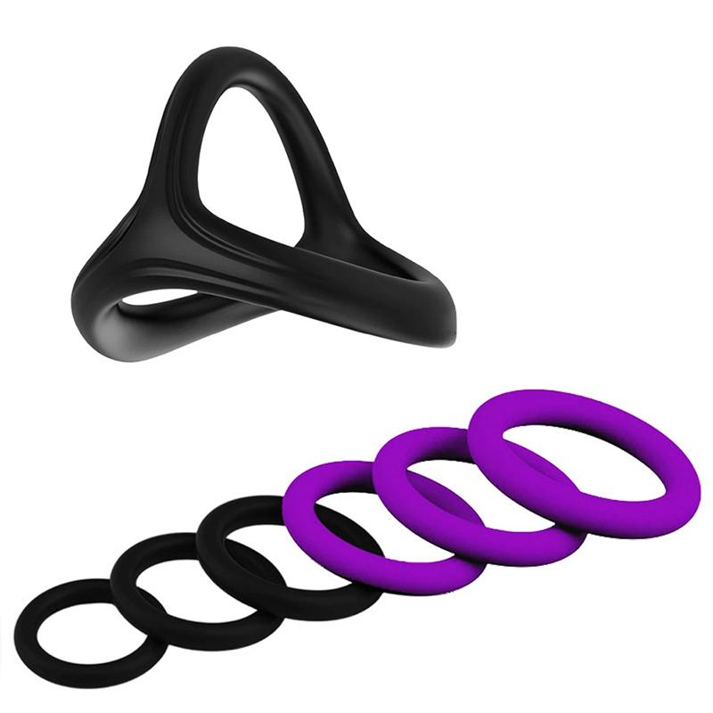 Silicone Penis Rings Cock Ring Erection Enhancing Triangular Penis Ring With Massage Beads Delayed Ejaculation Sex Toys For Men