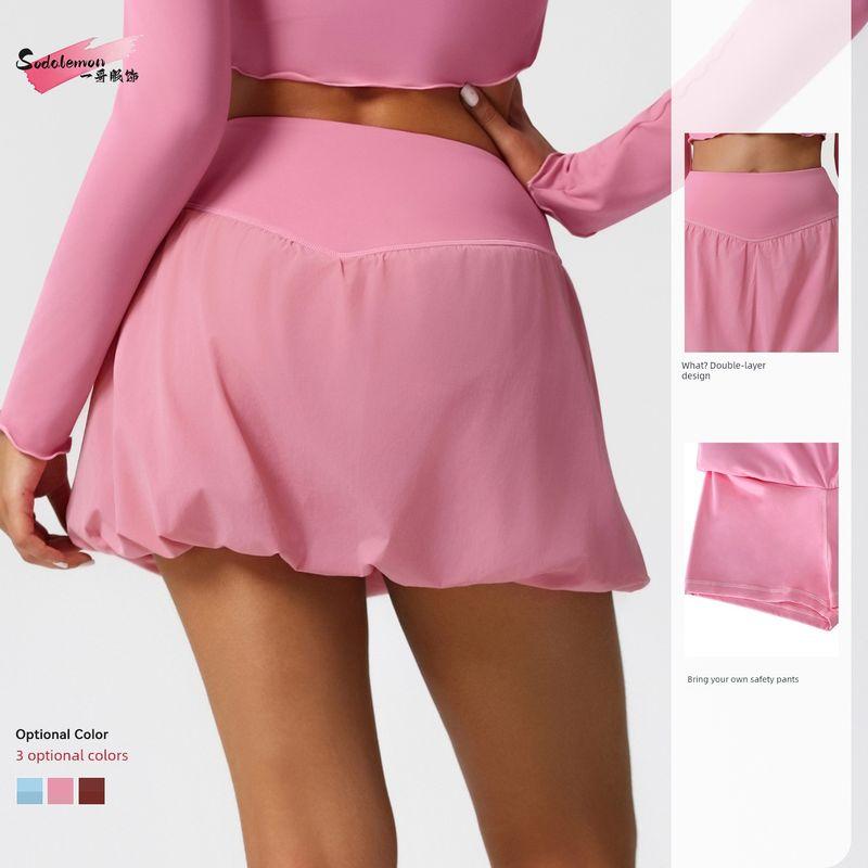 Export New Quick-Drying Sports Tennis Skirt Fashion Tape Bubble Skirt Yoga Breathable Pettiskirt Running Fitness Skirt
