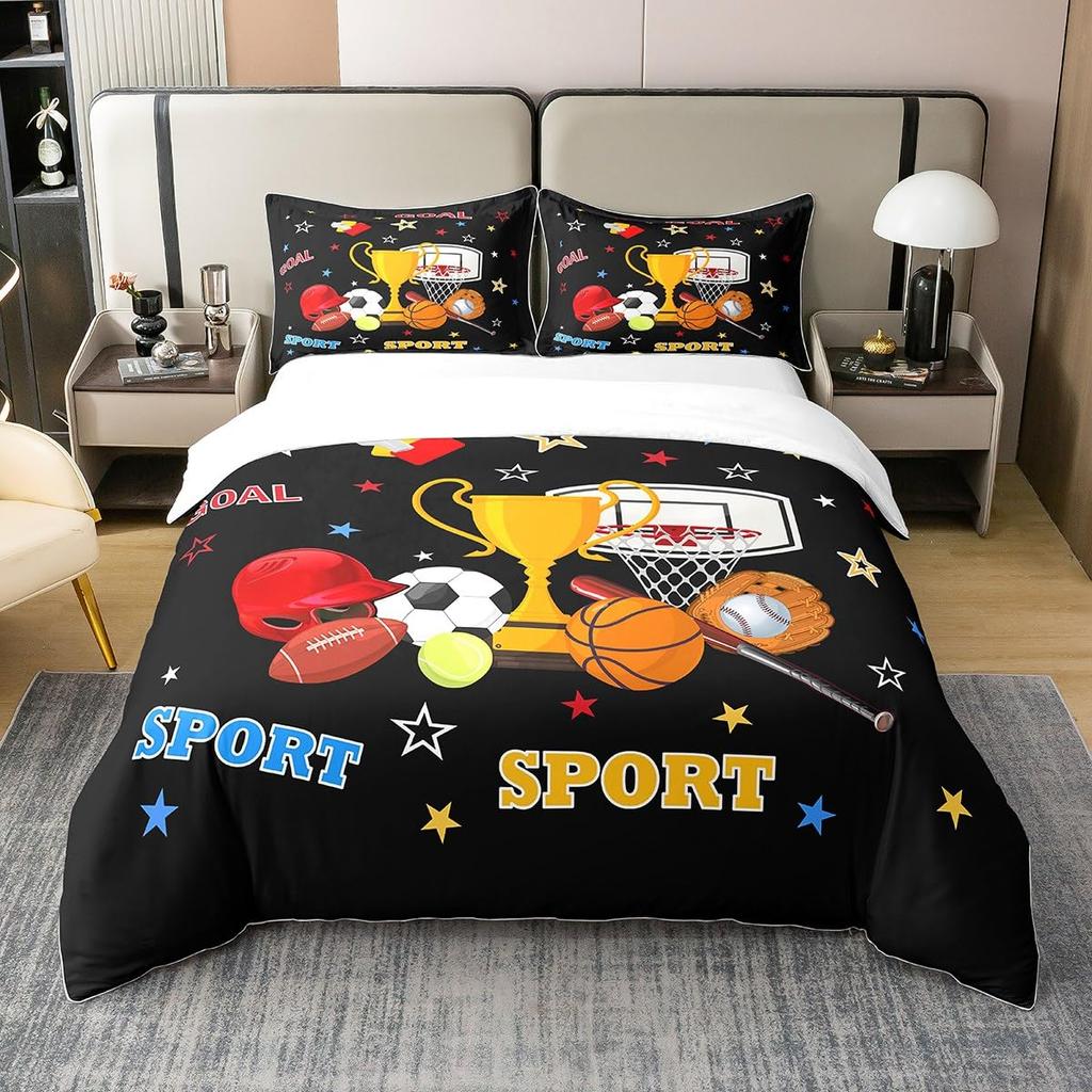 Trophy Duvet Cover Sets For Teens Kids Queen Size Quilt Covers Lightweight Down Room Decor 2 Pillowcases 1 Duvet Cover No Quilt