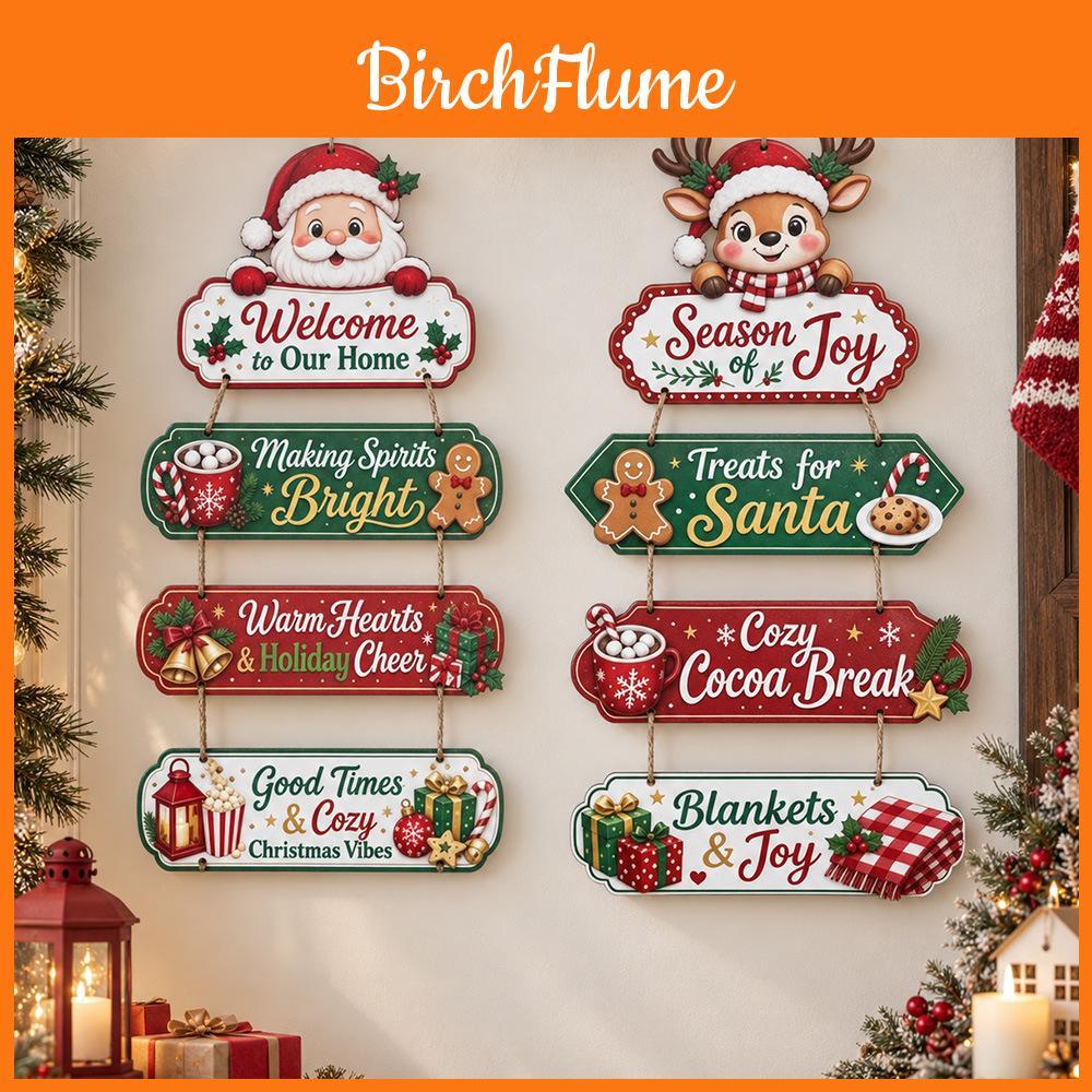 Christmas Santa Claus Wooden Hanging Ornament For Holiday Door Decor