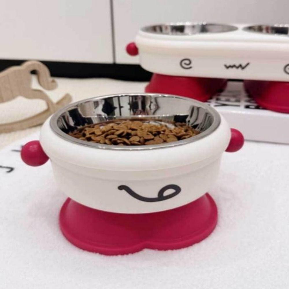 Stainless Steel Pet Bowl Anti Slip Cute Cartoon Pet Feeder Bowl Neck Protection High Footed Food Water Bowls Dog Feeding