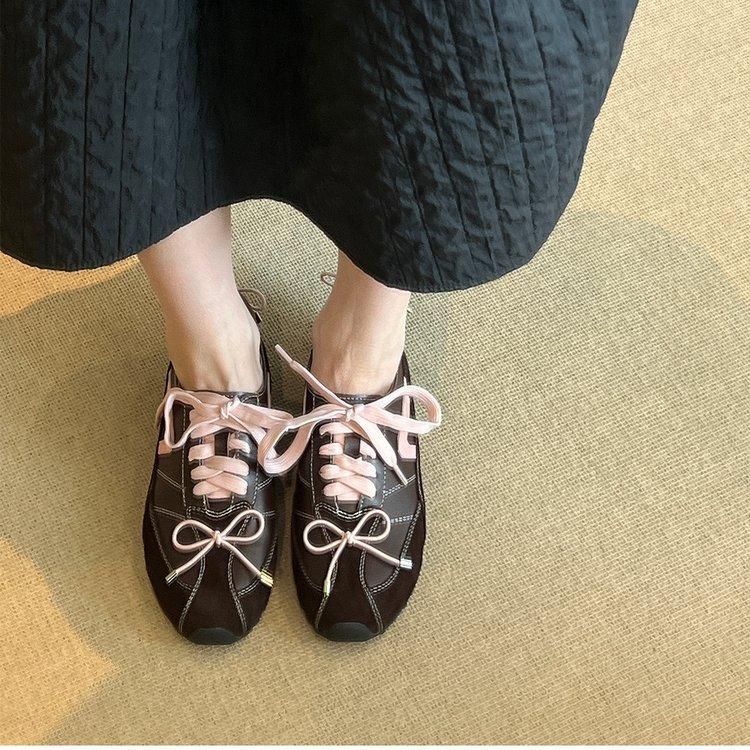 Whole sheepskin~ French retro style fashion round head German training shoes women's niche Forrest Gump shoes versatile inner height increase single s