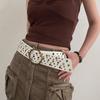 Harajuku Wide Waistband Rivet PU Leather Belt Simple Cowgirl Belt  Clothing Accessories