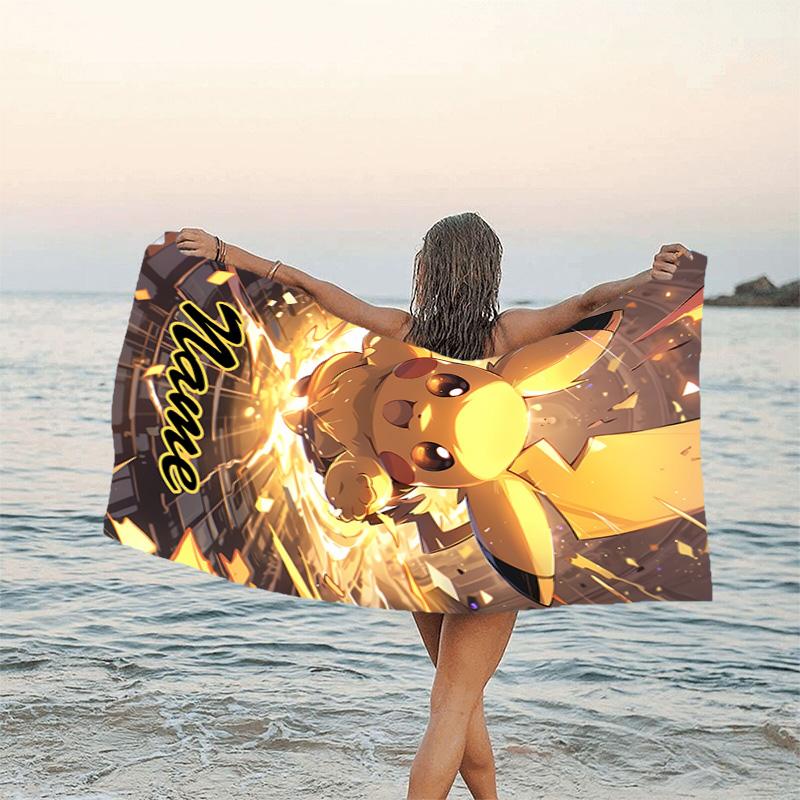 1pc Pika1 Beach Towel with Custom Name, Beach/Swimming/Bath/Picnic/Camping Towel, Suitable for Seaside Beaches
