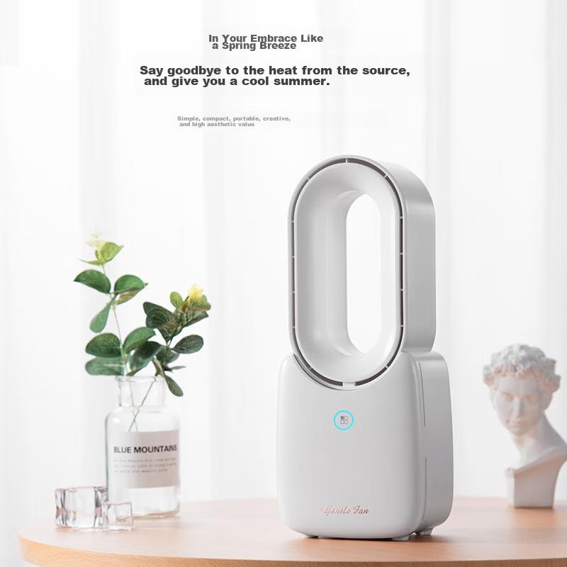 KOVOL Desktop Fan, Small Tower Fan,Plug-In USB, Quiet Air Conditioner Fan, Bladeless, White