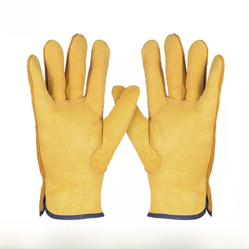 Work Gloves Cowhide Leather Gardening Mechanical Welding Safety For Industrial Use