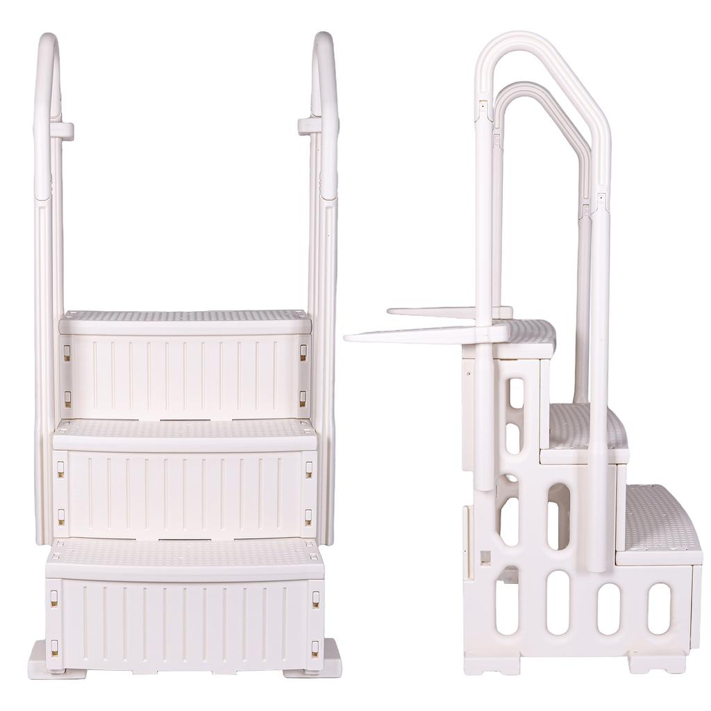 Reinforced Pool Ladder Anti-Slip Plastic Pool Escalator Lightweight Above Ground Pool Step for Various Sizes Swimming Pools