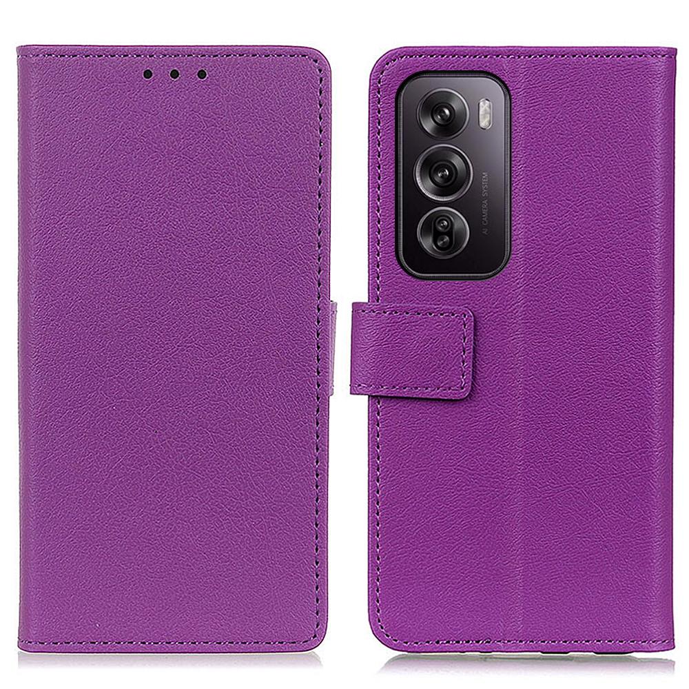 

For Oppo Reno12 Pro 5G (Global) Textured Wholesale Phone Case PU Leather Phone Stand Cover Purple