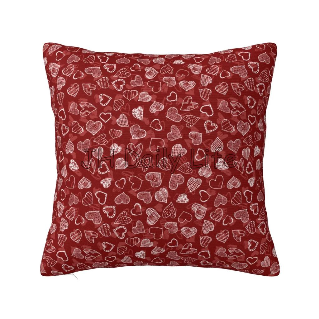 Red Pink Love Heart Pillow Case Home Sofa Bed Decor Pillow Cover Cushion Cover Square Pillowcase 18x18 Inch Valentines Day Gift