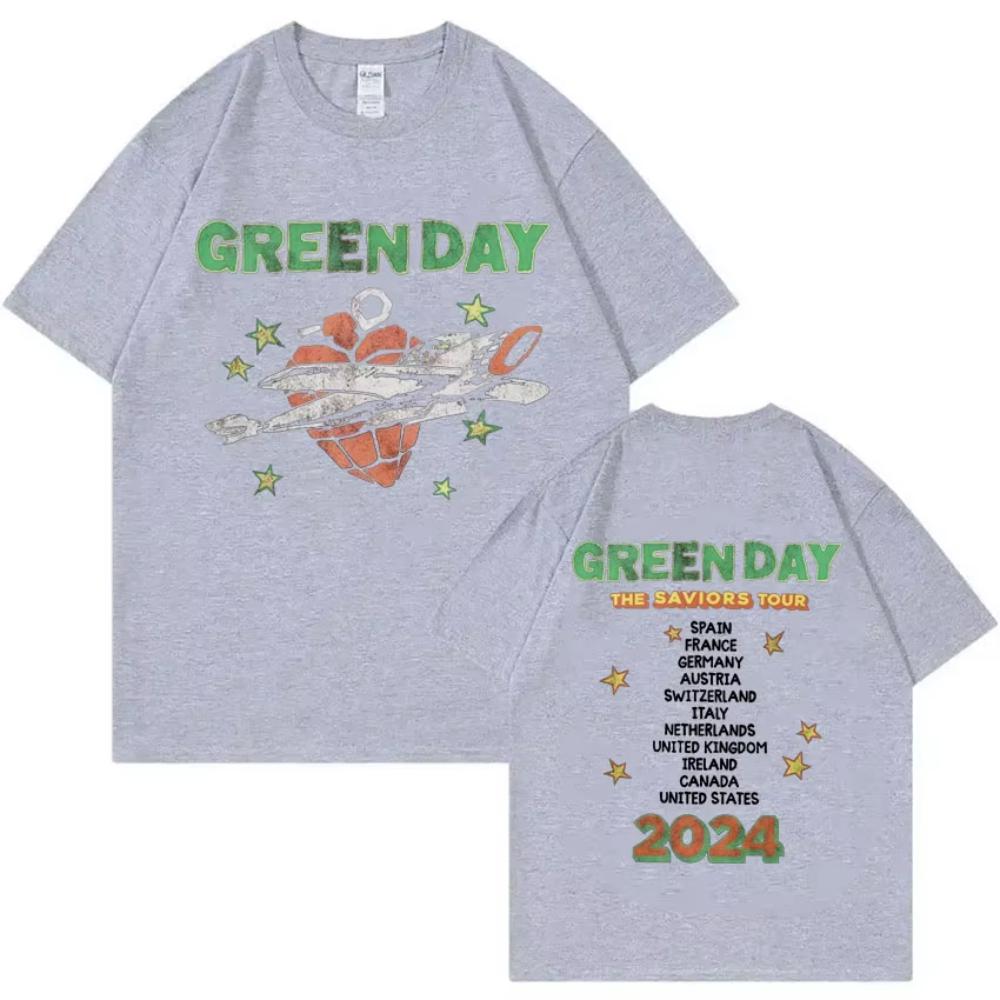 Green Day The Saviors Tour Magliette Uomo Donna Rock Gotico Magliette Oversize a Manica Corta Magliette in Cotone