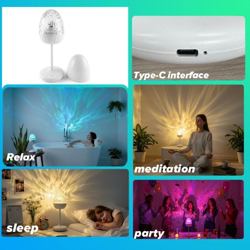 Aurora Projection Lights LED Remote Control Night Light Water Ripple Projection Lamp Bedoom Home Decoration Colorful Table Lamps