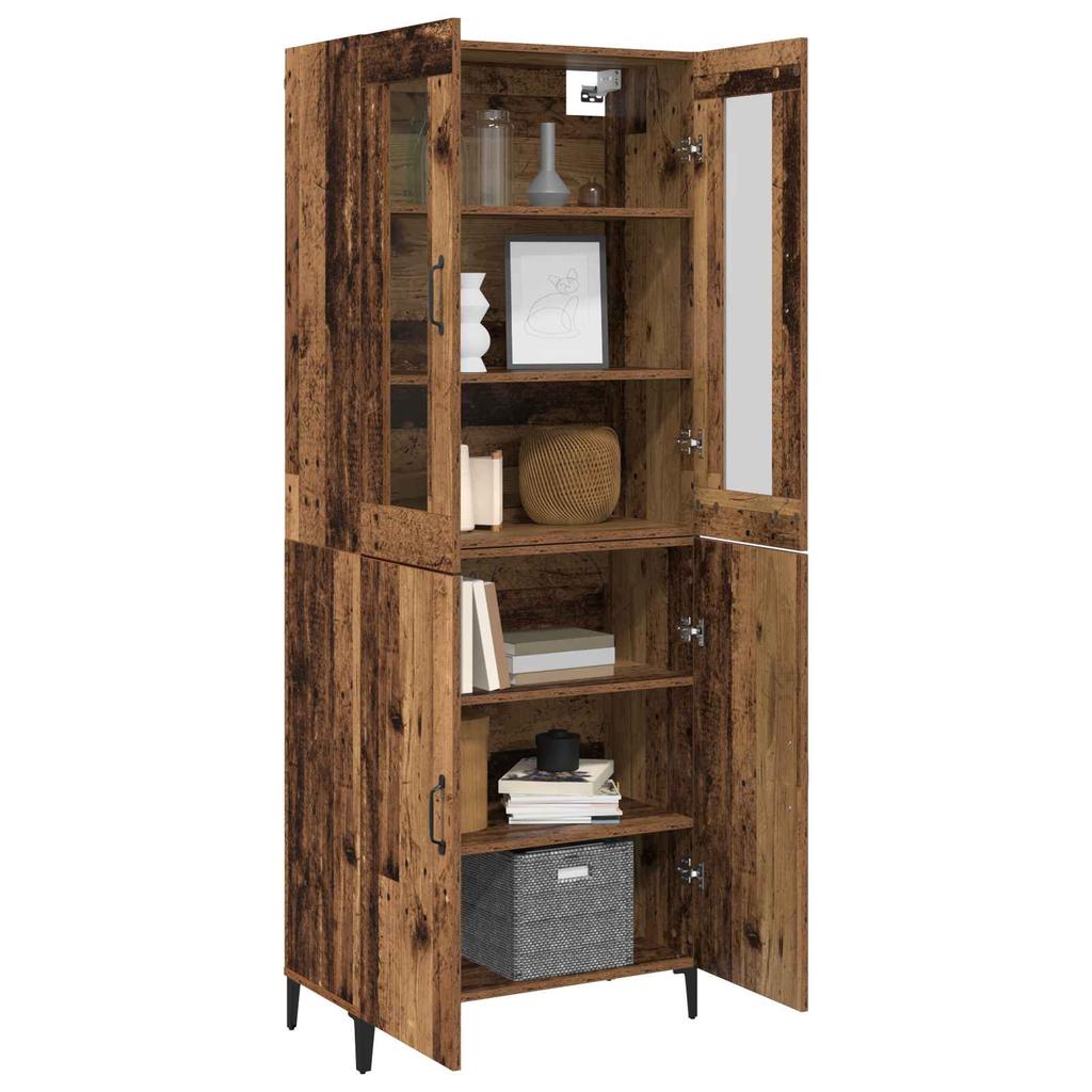 Highboard 2 pcs Reclaimed Wood Wood Based Material