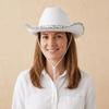 Wide Brim Western Cowboy Hat Furry Trim Sequin Cowgirl Hat Classic Jazz Hat  Ladies