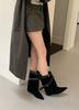 pointed belt buckle suede trouser tube boots women's autumn and winter new niche inner height-increasing medium boots