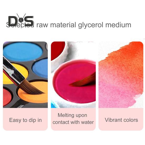 1 sett akvarellfarger 16 farger solide akvarellpigmenter Vannløselige malinger Bærbar akvarellpalett for skoleprosjekter Reise