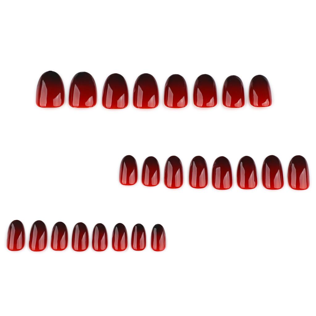Y2k Gothic Red and Black Gradual Change Manicure Wearing Nail Hot Selling Short Round Fake Nail Wearing Nail Piece