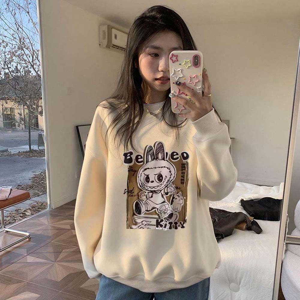 Labubu Women's Pullover 3D Printing Printed Long-sleeved Sweatshirt Fashion All-match Clothing Street Style Hooded Sweater
