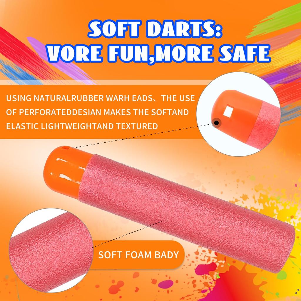 WALWAL 36-Pack Mega Dart Foam Bullets Refill Pack - Compatible with Nerf N-Strike Mega Series - Safe Foam Bullets for Kids, Teens, and Adults (Red)