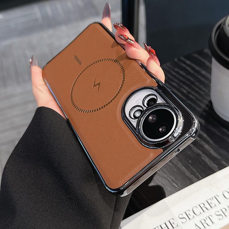 

For Huawei Nova 13 12 12 Pro 12 Ultra electroplated leather texture magnetic wireless charging shockproof phone case For Nova 12 Ultra