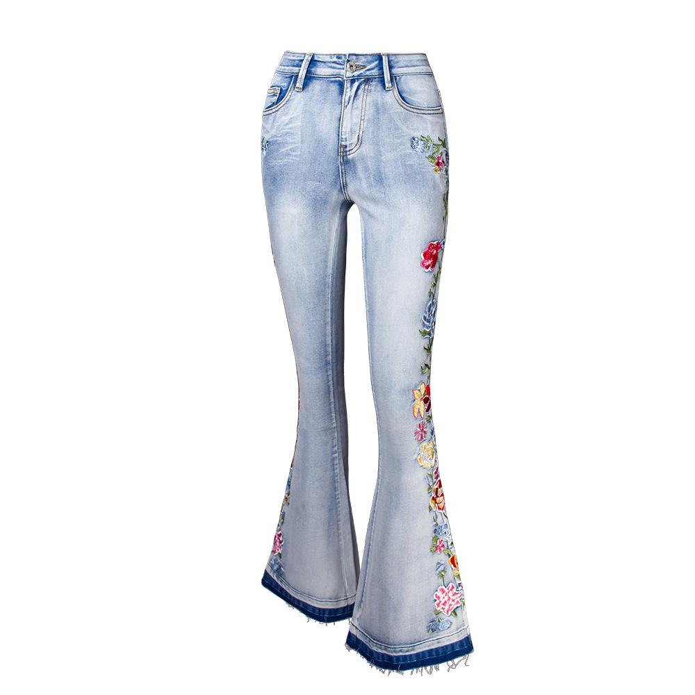 Women's Plus Size 3D Embroidered Flare Jeans