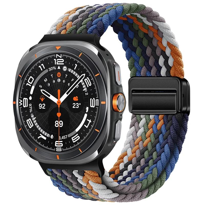 Magnetisches Armband für Samsung Galaxy Watch Ultra 47mm Correa Nylon Loop Armband für Samsung Galaxy Watch Ultra Armband Zubehör Galaxy Ultra 47mm gray
