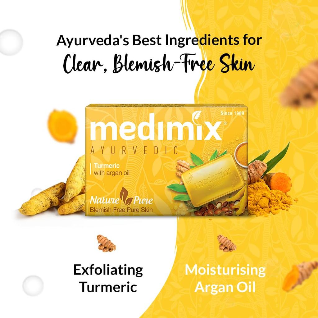 Medimix Ayurvedic Turmeric & Argan Oil Bathing Bar 125g x 5 Soap Radiant Skin