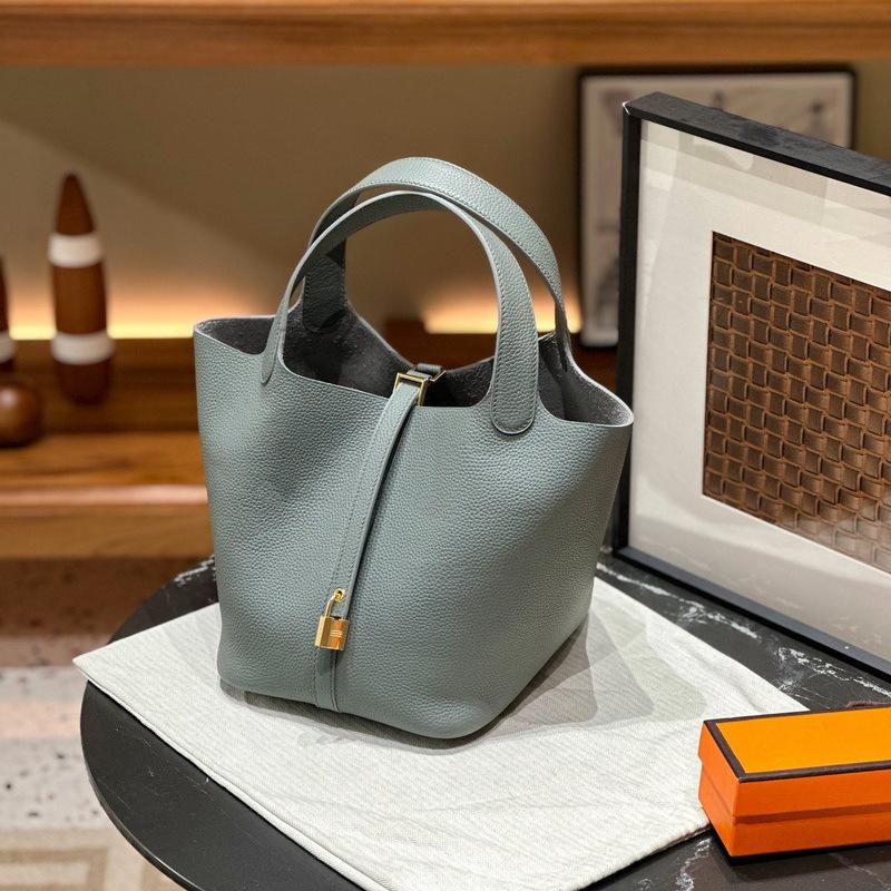 New Genuine Leather Women's Bag Head Layer Leather TOGO Leather 1822CM Vegetable Basket Handheld Bucket Bag Cross Border