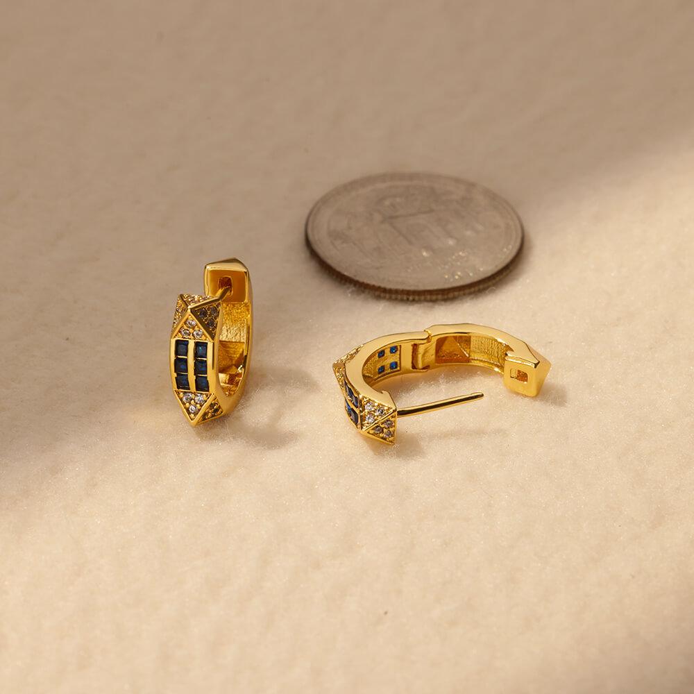 Micro-inlaid Zircon Geometric Mini Exquisite Ear Buckle Earrings Women's Simple Commuter Wear Accessories