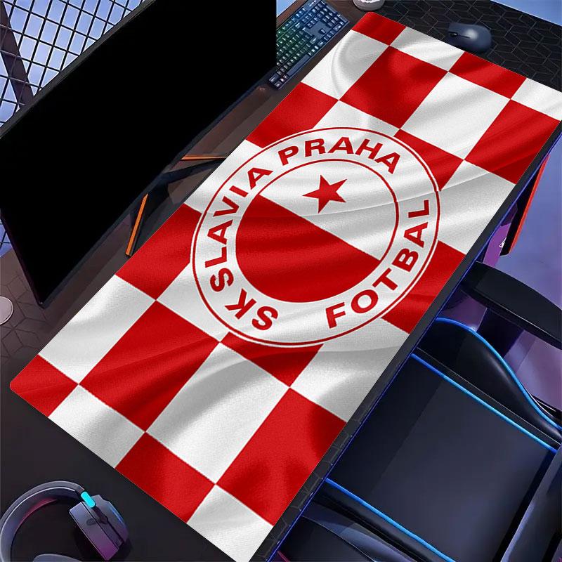 SK Slavia Praha Art Mouse Pad, Large Gaming Desk Mat, Non-slip XXL Mousepad for Laptop & Tablet, Mini PC Playmat with Stitched Edges