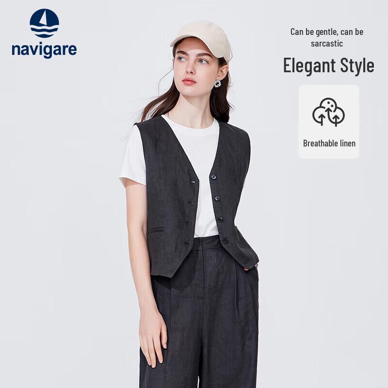 Navigare Women's Linen Blend Layered Suit Vest