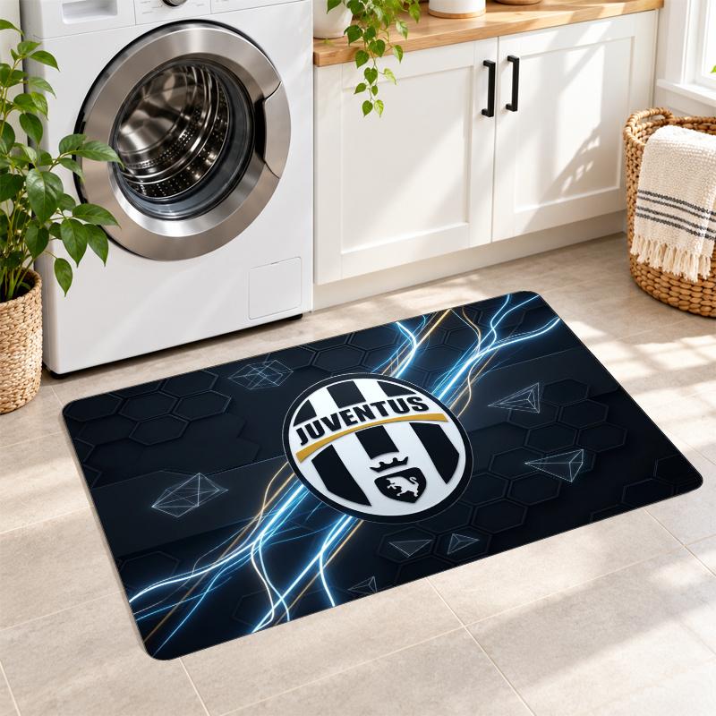 Flannel Kitchen Mat Juventus FC Soft Area Rug Non Slip Floor Carpet Home Decoration