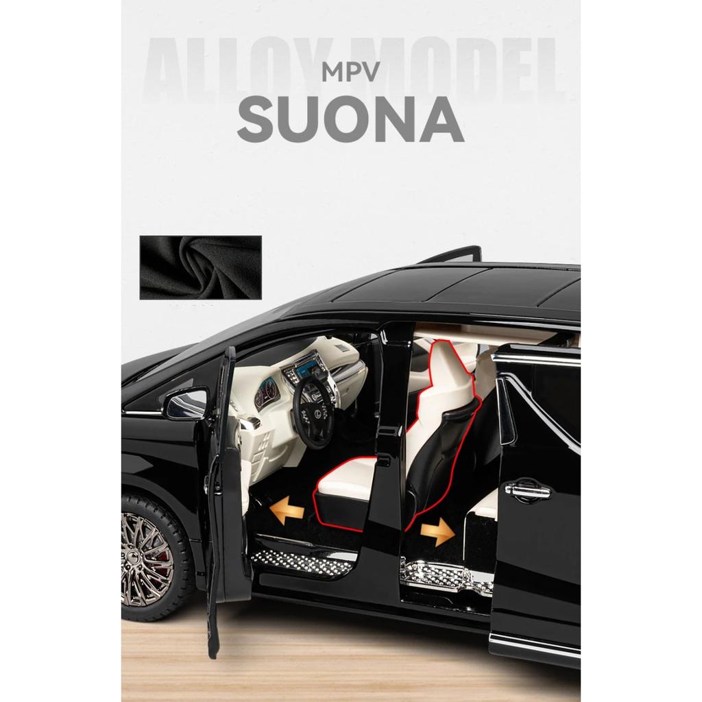 Electric Door 1/18 Lexus LM300 MPV Alloy Luxy Car Model Diecast Metal Vehicles Car Model High Simulation Sound and Light Kids Toy Gift