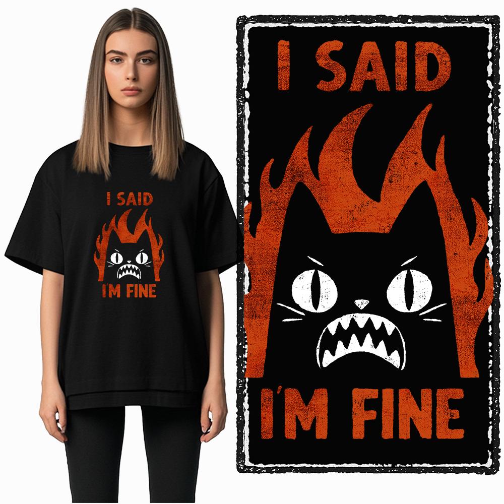 Coolmind DB 100% Baumwolle Katzenprint Exklusiver Grafik Damen T-Shirt Cooles SCHWARZES Damen T-Shirt Übergröße T-Shirt für Damen T-Shirt