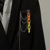 Moda Retrô Punk Pingente Multicolorido Corrente Longa Franja Corrente de Pinos Broche Pin Cor Prata Joias para Ternos Vestidos Homens Mulheres