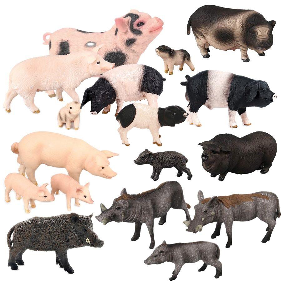 Toy Animals Figures Pig Sows Piglets Wild Boar Warthog Models Farm Animal Figurines Action Figure Kids Gifts Children Toys Games