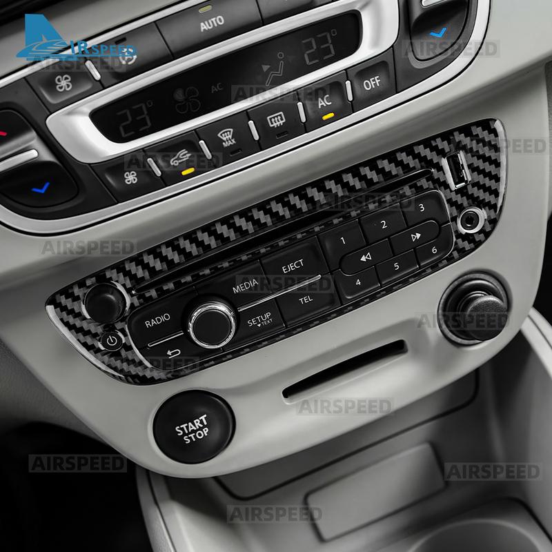 Renault Fluence Megane RS 2009 2010 2011 2012 2013 2014 için Gerçek Yumuşak Karbon Fiber Çıkartma LHD Merkezi Kontrol CD İç Çerçevesi