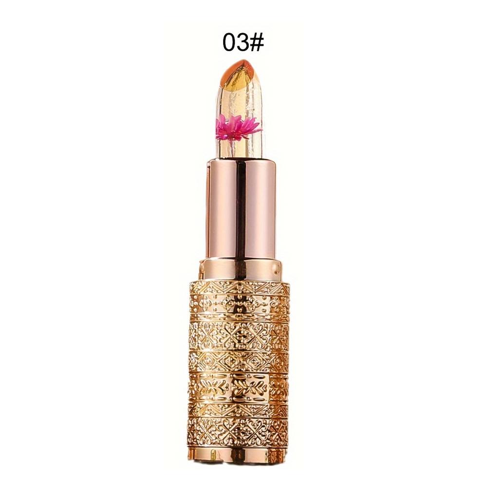 Lippenbalsam mit Farbwechsel und Blütenblatt-Goldfolie, lang anhaltende Feuchtigkeitsversorgung, verblasst nicht so leicht, temperaturempfindlicher, farbwechselnder Lippenstift, 3 Farben 3# beige