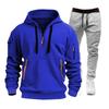 Autumn Men's Casual Sports Suit with Multi-Zipper Arm Pockets & Fashionable Hoodie