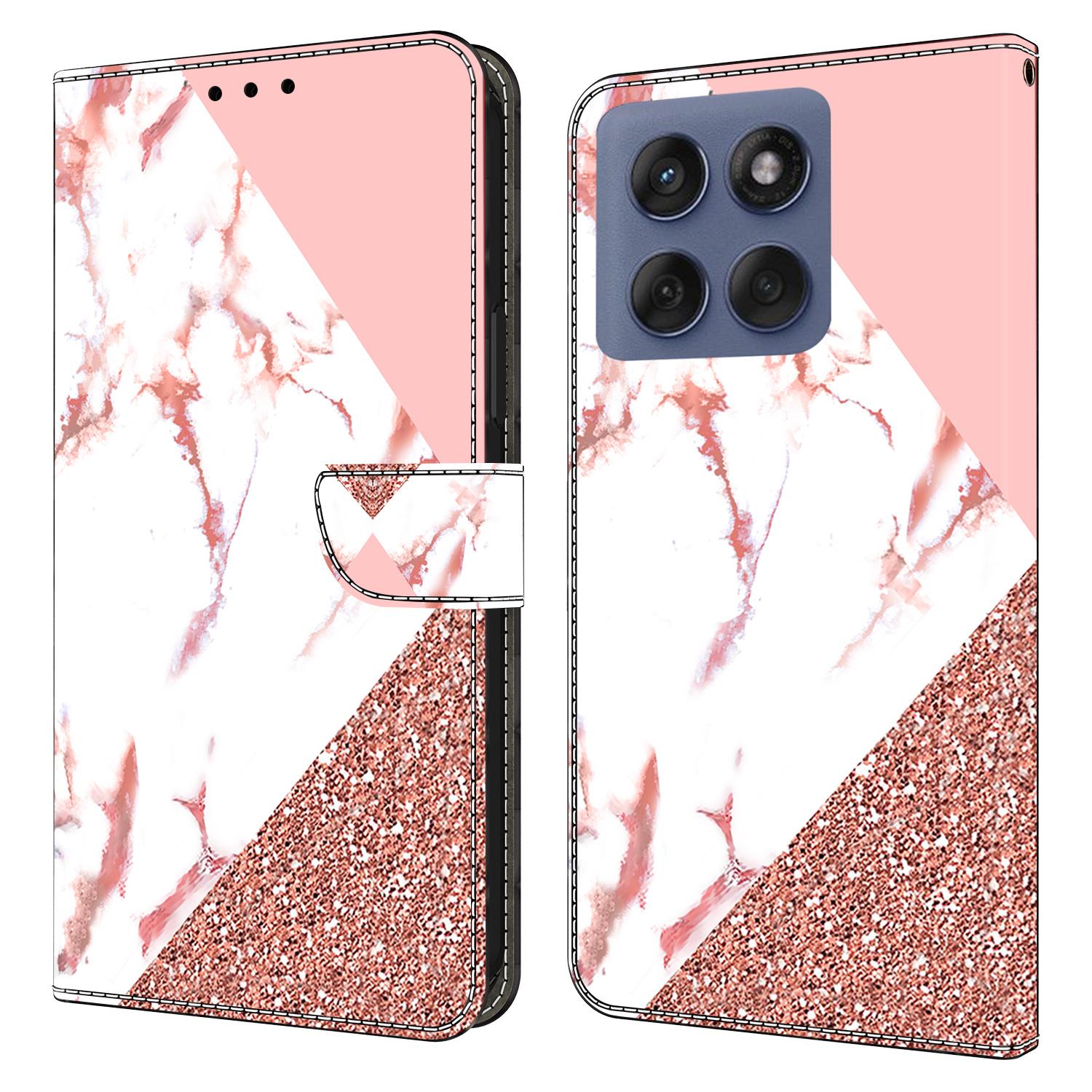 

For Motorola Edge 60 Pro 5G Wallet Case Pattern Printing Stand Leather Flip Phone Cover Triangular Marble