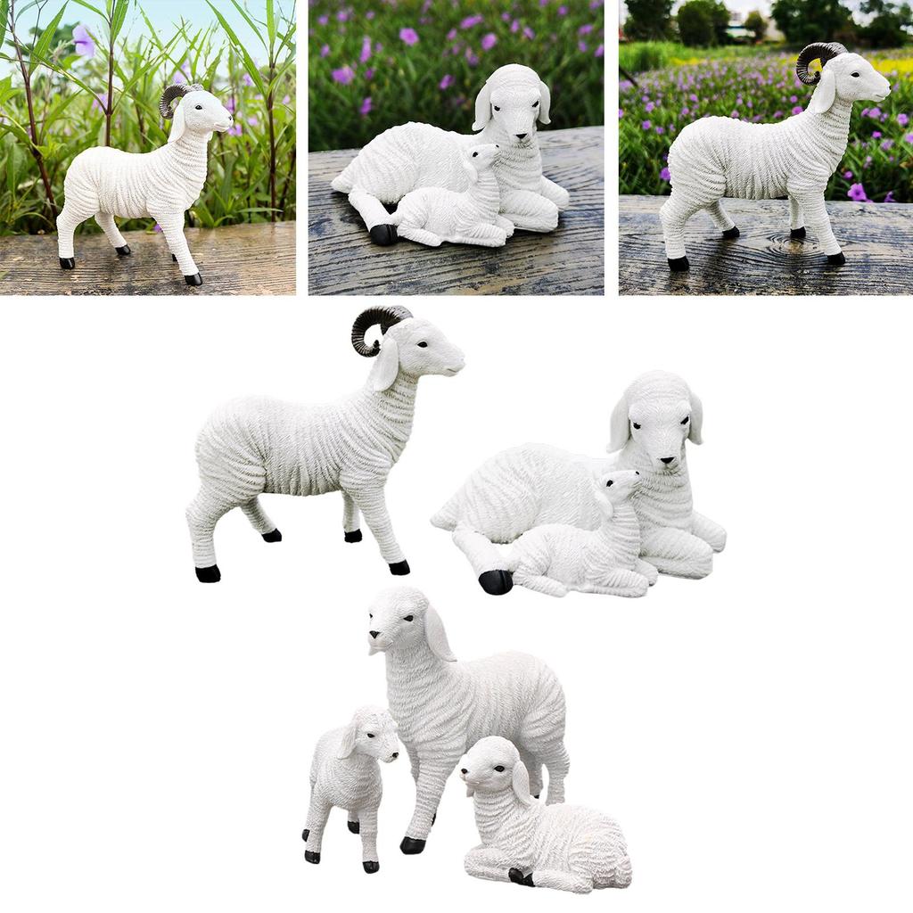 Resin Goat Figurine Lamb Ornament Goat Sculpture Landscape Decor Craft Decor for Home Bedroom Balcony Outdoor Statues Gifts