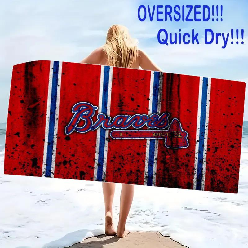Atlanta Braves Print Beach Towel, Large Soft Quick Dry Towel for Beach Camping Swimming