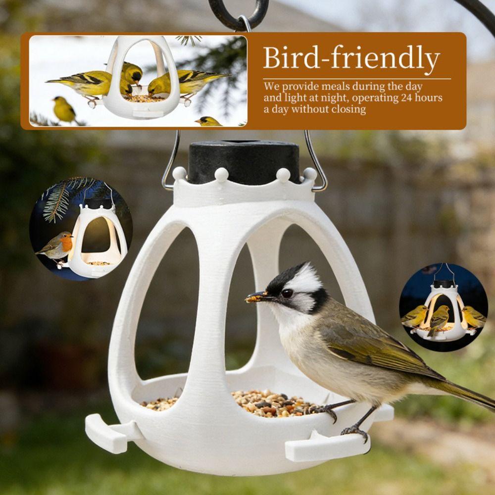 LED Light Solar-powered Bird Feeder Creative Bird Feeding Station Bird Supplies