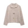 Spring 2025 Women's Sweet Loose Knitted Cardigan with Floral Button Details